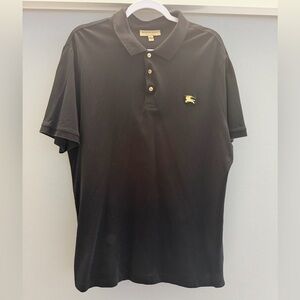 Burberry Black Polo Shirt with Gold Logo